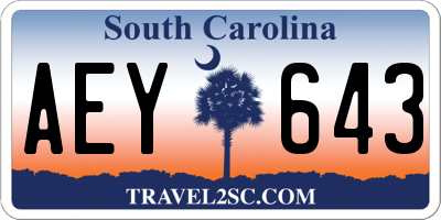 SC license plate AEY643