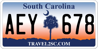 SC license plate AEY678