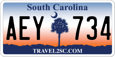 SC license plate AEY734