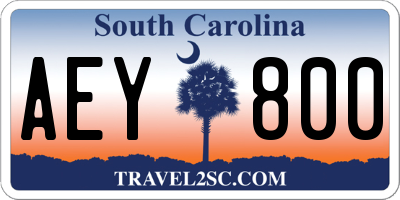 SC license plate AEY800