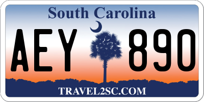 SC license plate AEY890