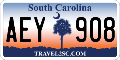 SC license plate AEY908