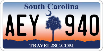 SC license plate AEY940