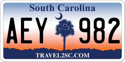 SC license plate AEY982