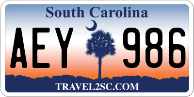SC license plate AEY986