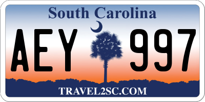 SC license plate AEY997