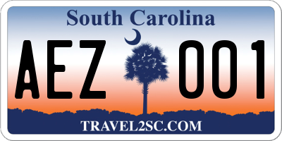 SC license plate AEZ001