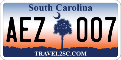 SC license plate AEZ007