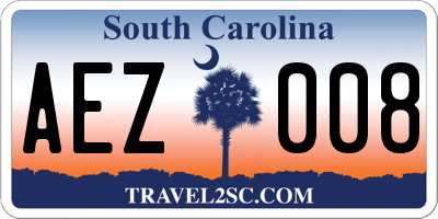 SC license plate AEZ008