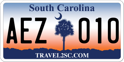 SC license plate AEZ010