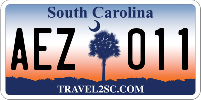 SC license plate AEZ011