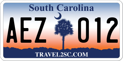 SC license plate AEZ012