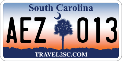 SC license plate AEZ013