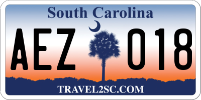SC license plate AEZ018
