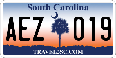 SC license plate AEZ019