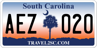 SC license plate AEZ020