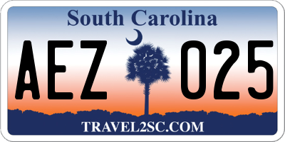 SC license plate AEZ025