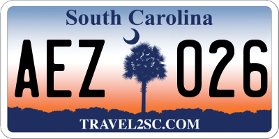 SC license plate AEZ026