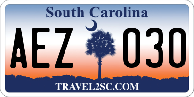 SC license plate AEZ030