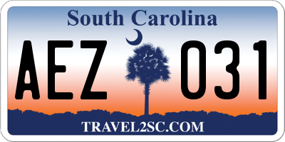 SC license plate AEZ031