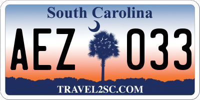 SC license plate AEZ033
