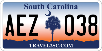 SC license plate AEZ038