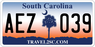 SC license plate AEZ039
