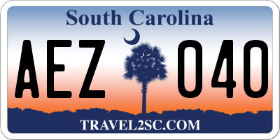 SC license plate AEZ040