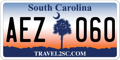 SC license plate AEZ060