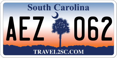 SC license plate AEZ062