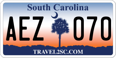 SC license plate AEZ070