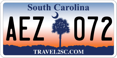 SC license plate AEZ072