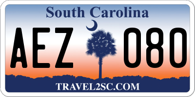 SC license plate AEZ080