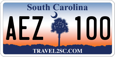 SC license plate AEZ100
