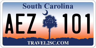 SC license plate AEZ101