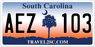 SC license plate AEZ103