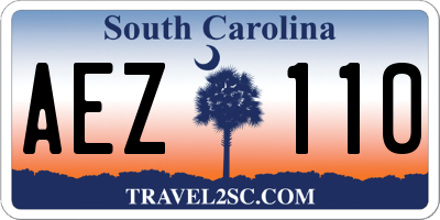 SC license plate AEZ110