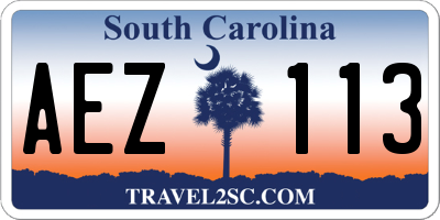 SC license plate AEZ113