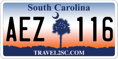 SC license plate AEZ116