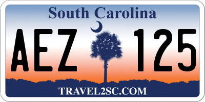SC license plate AEZ125