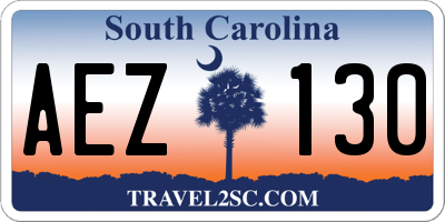 SC license plate AEZ130