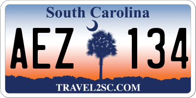 SC license plate AEZ134