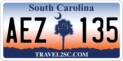 SC license plate AEZ135