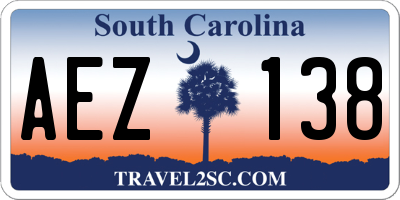 SC license plate AEZ138