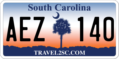 SC license plate AEZ140