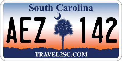 SC license plate AEZ142