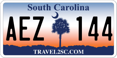 SC license plate AEZ144