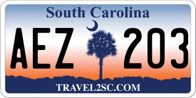 SC license plate AEZ203