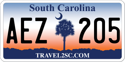 SC license plate AEZ205