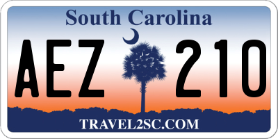 SC license plate AEZ210
